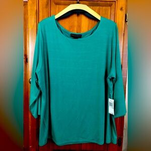Grace Elements Jade Green Pullover Knit Top, Plus Size 2X, NWT